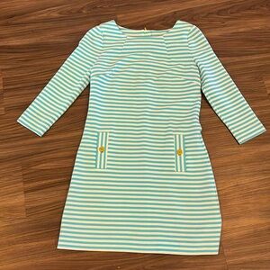Lilly Pulitzer teal and white striped dress size S GUC